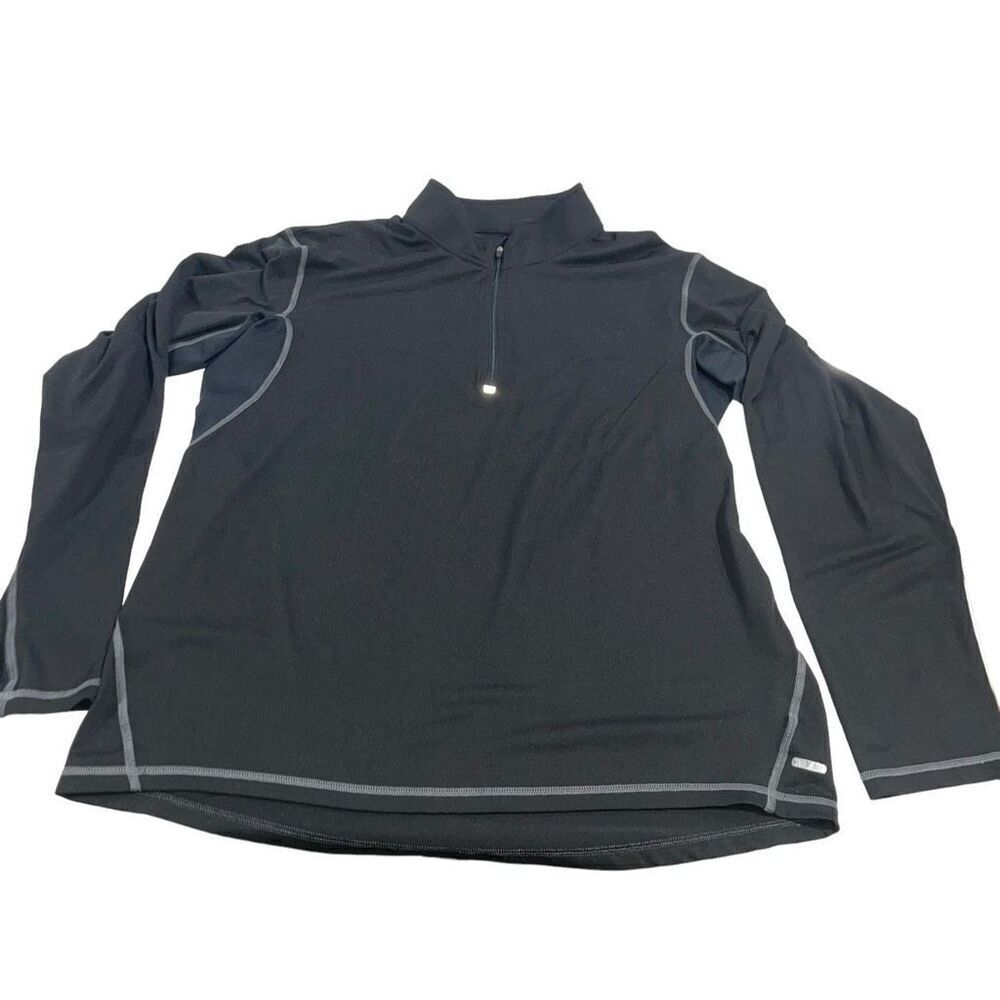Champion Black w/ Grey Stitching 1/4 Zip Pullover Sweatshirt - Size Large